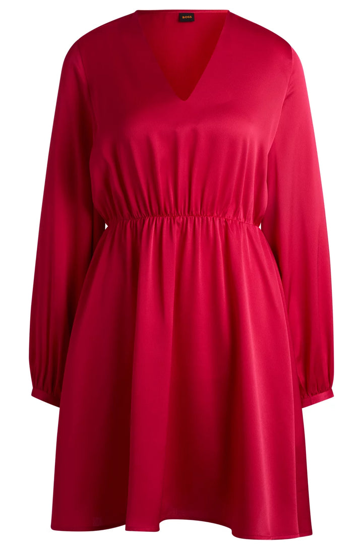 BOSS V-NECK DRESS IN HAMMERED SATIN