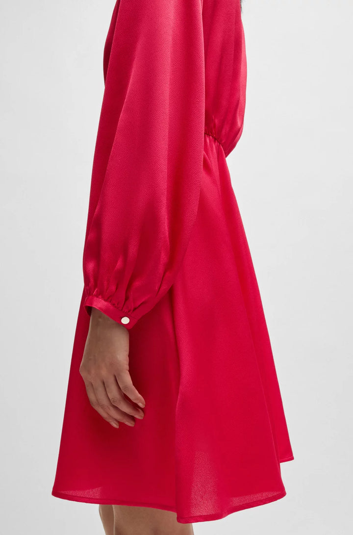 BOSS V-NECK DRESS IN HAMMERED SATIN