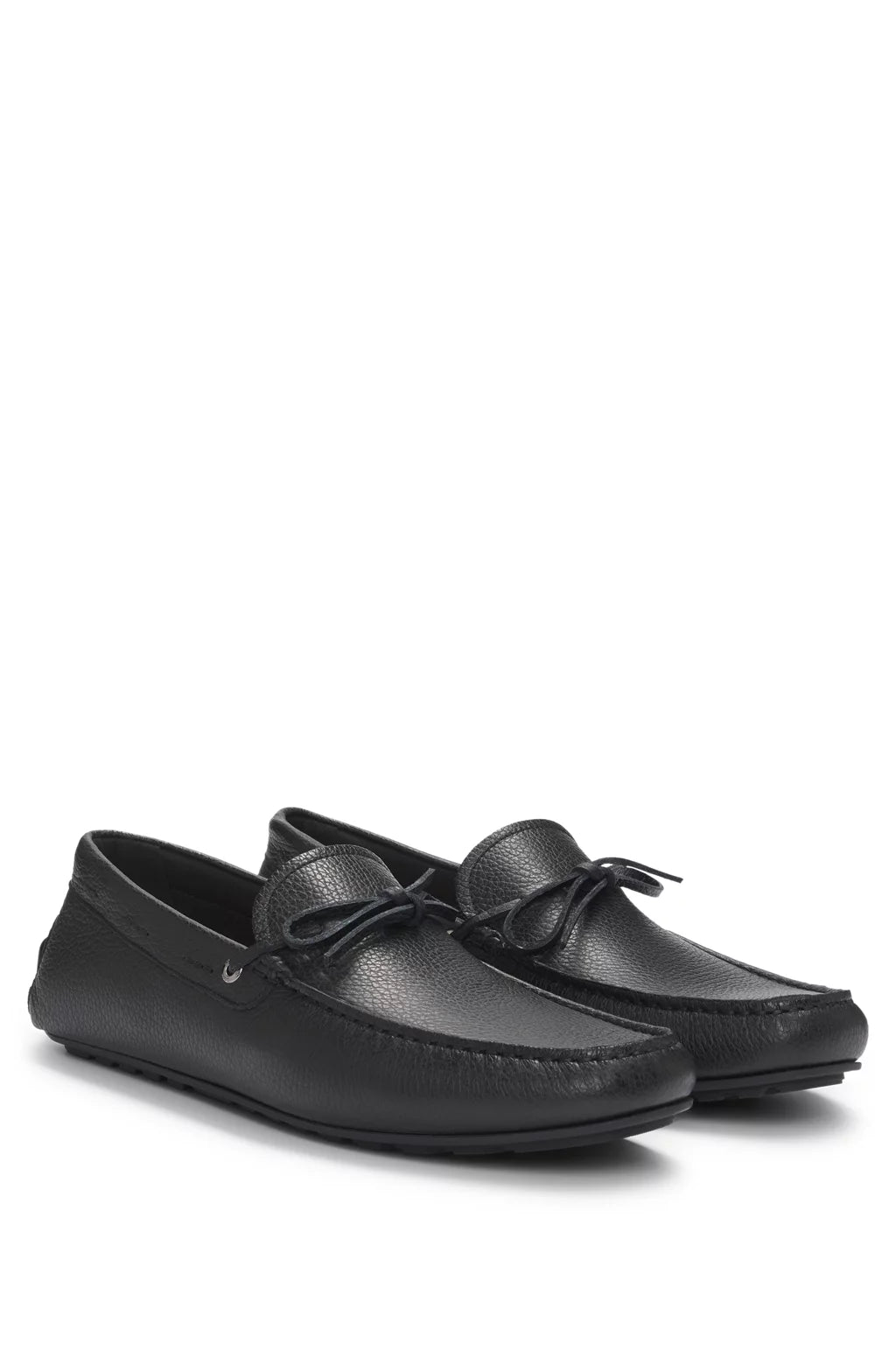 Boss Grained-leather moccasins with driver sole