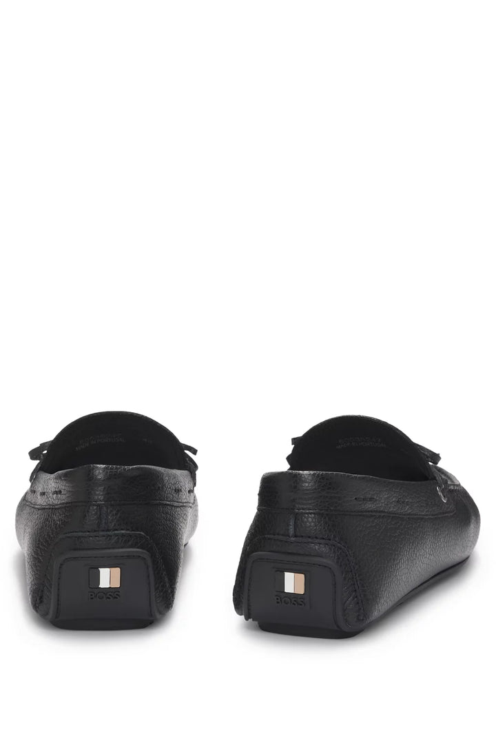 Boss Grained-leather moccasins with driver sole
