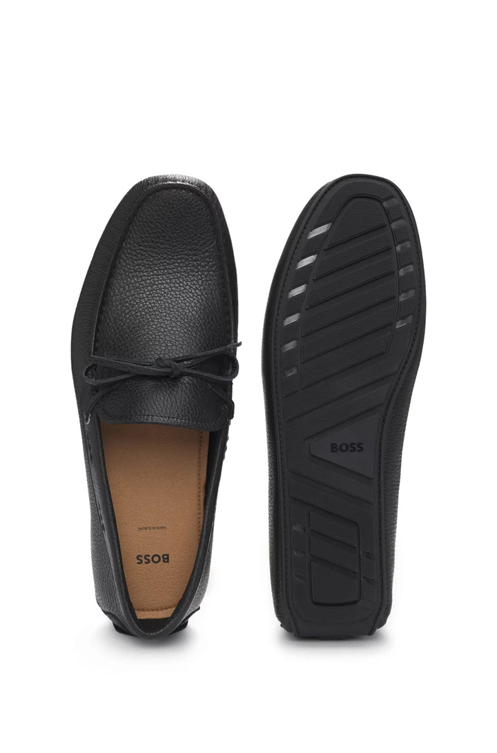Boss Grained-leather moccasins with driver sole