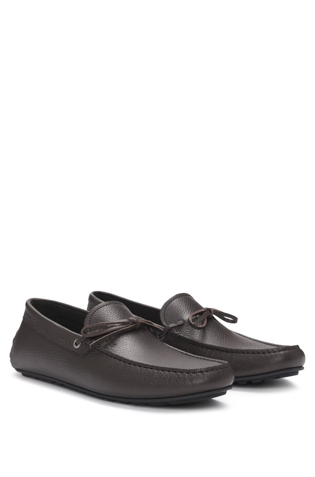 Boss Grained-leather moccasins with driver sole