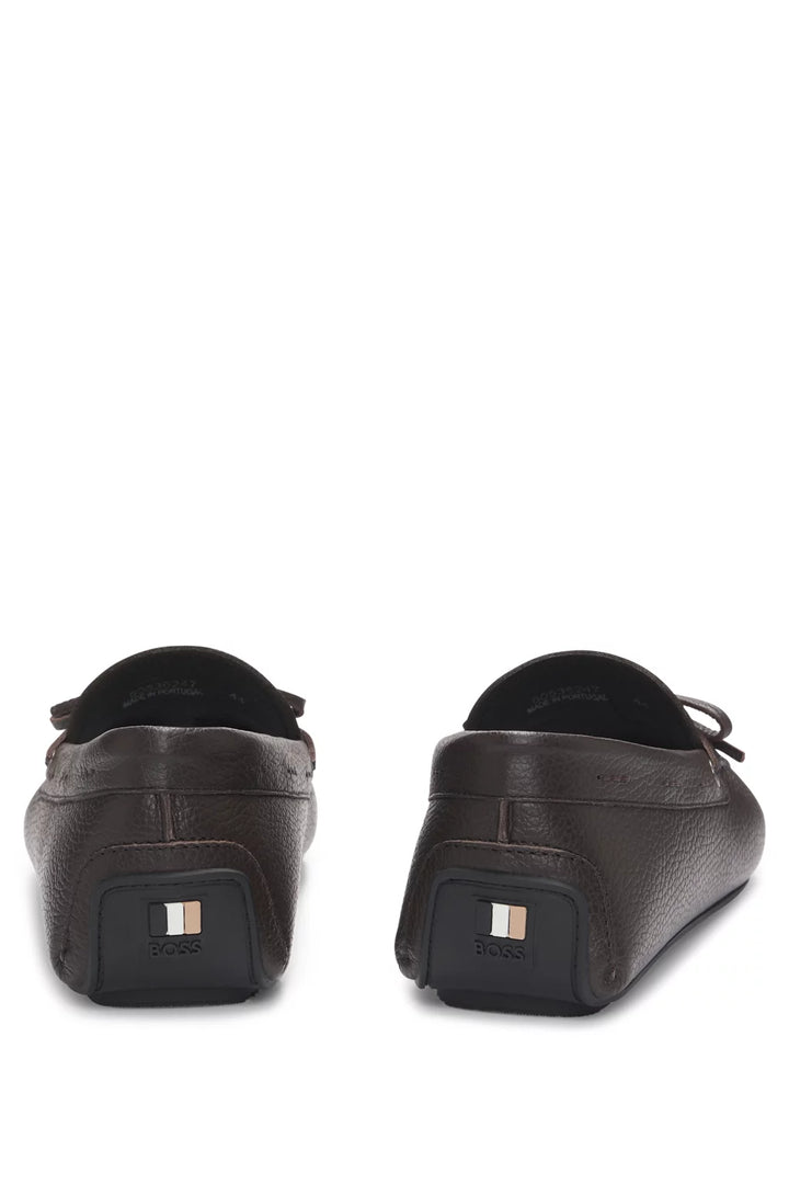 Boss Grained-leather moccasins with driver sole