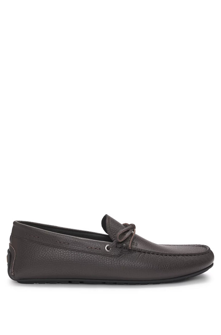 Boss Grained-leather moccasins with driver sole