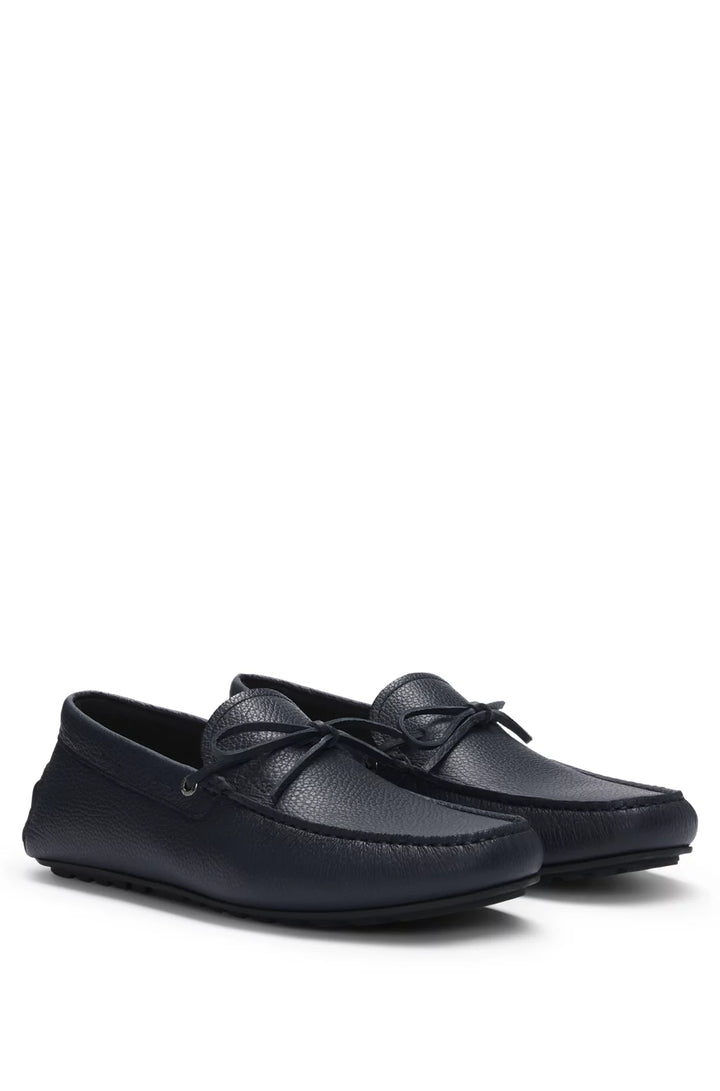 Boss Grained-leather moccasins with driver sole