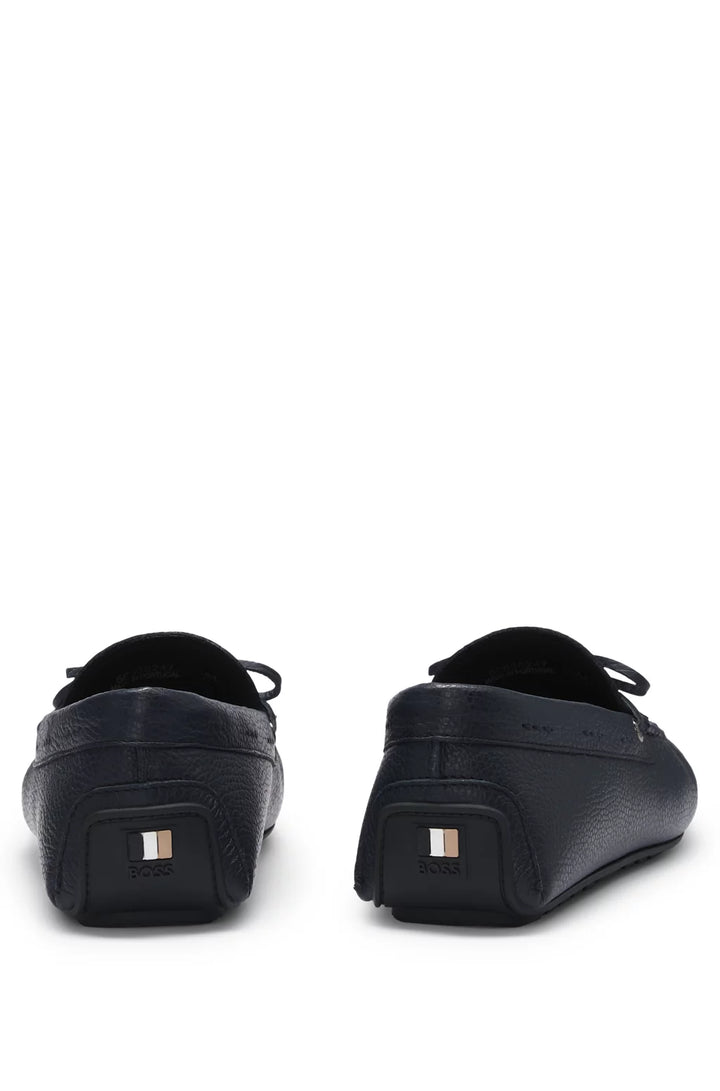 Boss Grained-leather moccasins with driver sole