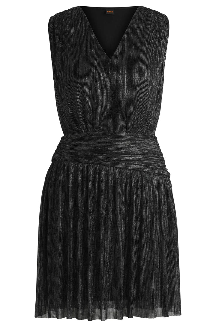 BOSS PLISSÉ PLEAT WRAP-FRONT DRESS WITH RUFFLE HEM