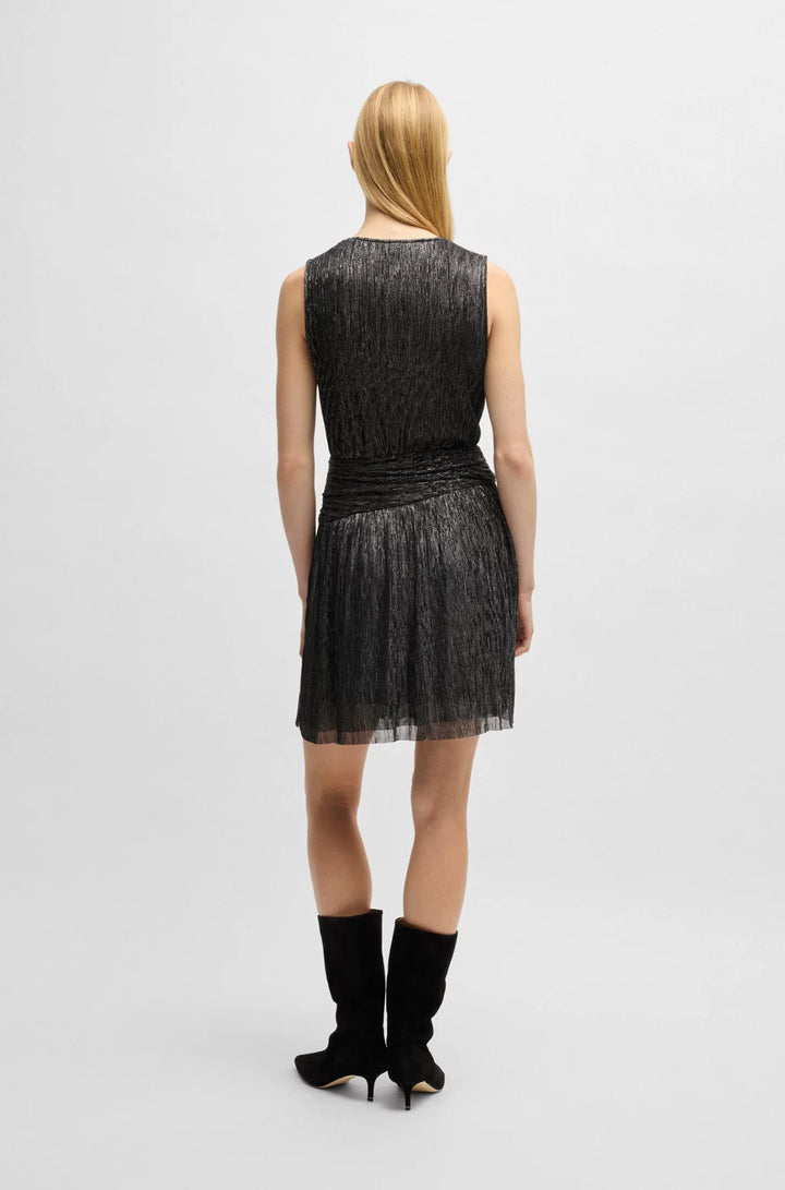 BOSS PLISSÉ PLEAT WRAP-FRONT DRESS WITH RUFFLE HEM