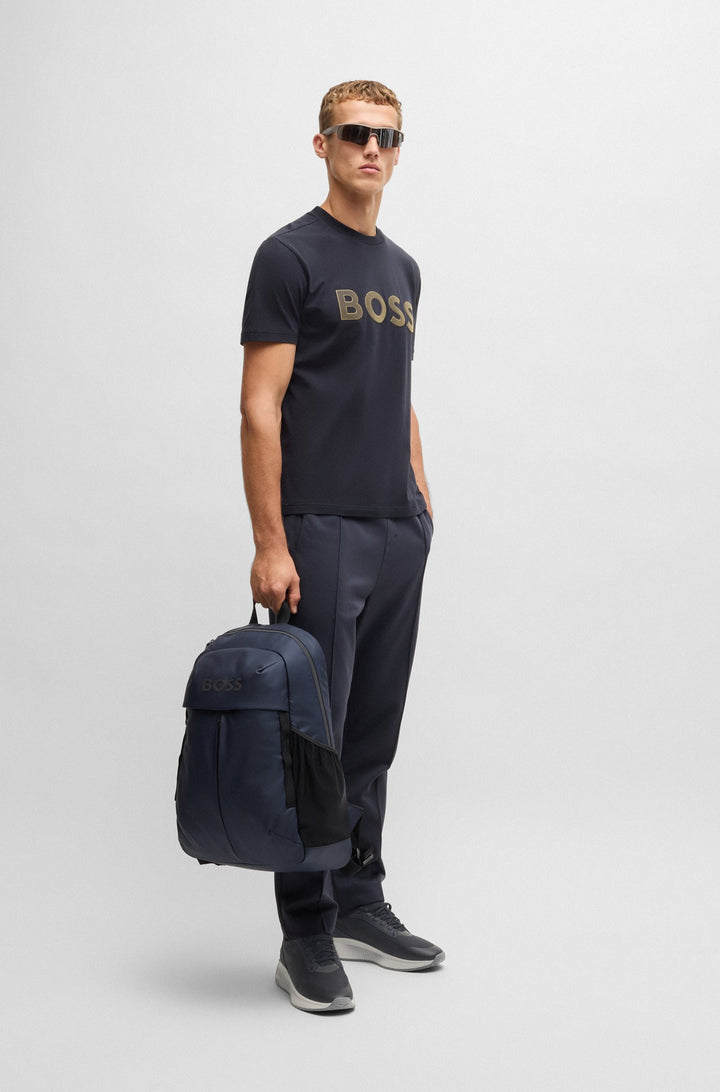 Boss Faux-leather backpack with zipped front pocket
