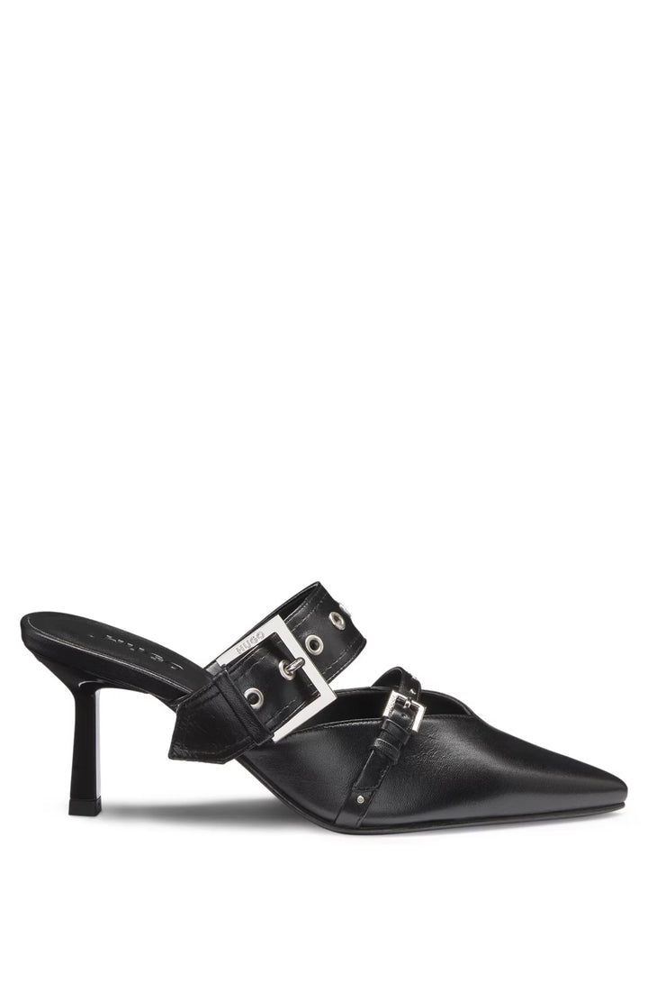 HUGO Nappa-leather mules with twin buckled straps