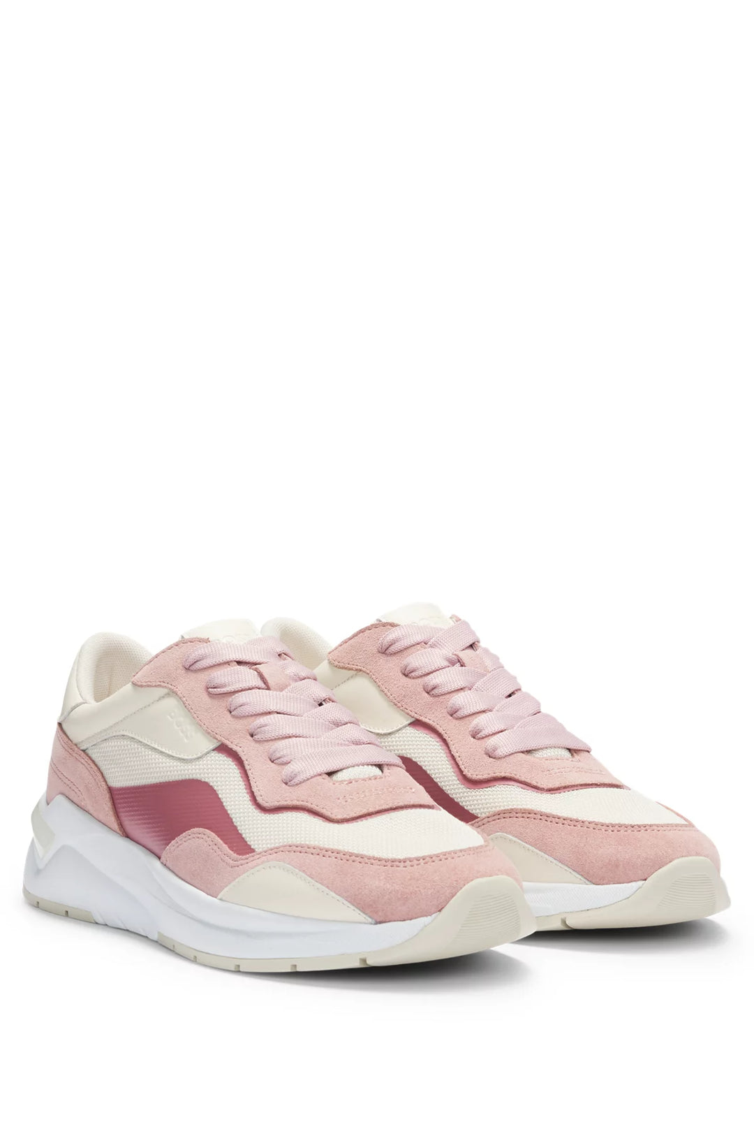 BOSS Lace-up trainers with suede, mesh and faux leather