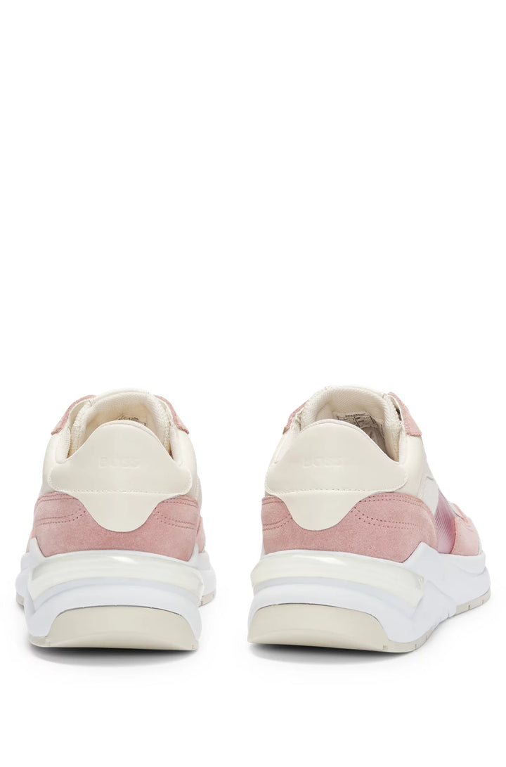 BOSS Lace-up trainers with suede, mesh and faux leather