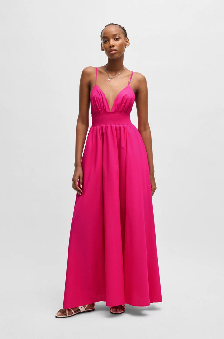 HUGO STRAPPY MAXI DRESS IN LIGHTWEIGHT COTTON WITH SMOCKED TRIM