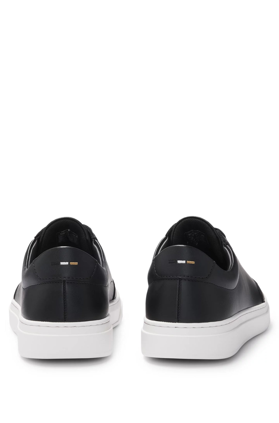 Boss Coated-leather trainers with gold-tone logo