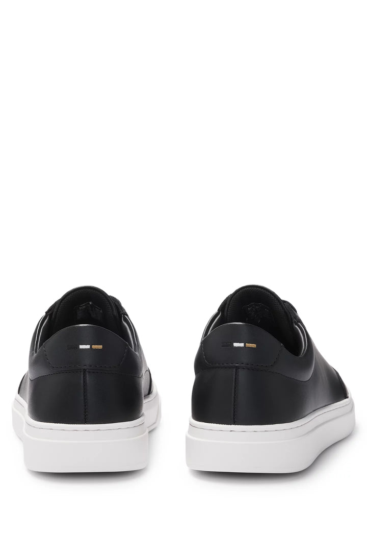 Boss Coated-leather trainers with gold-tone logo