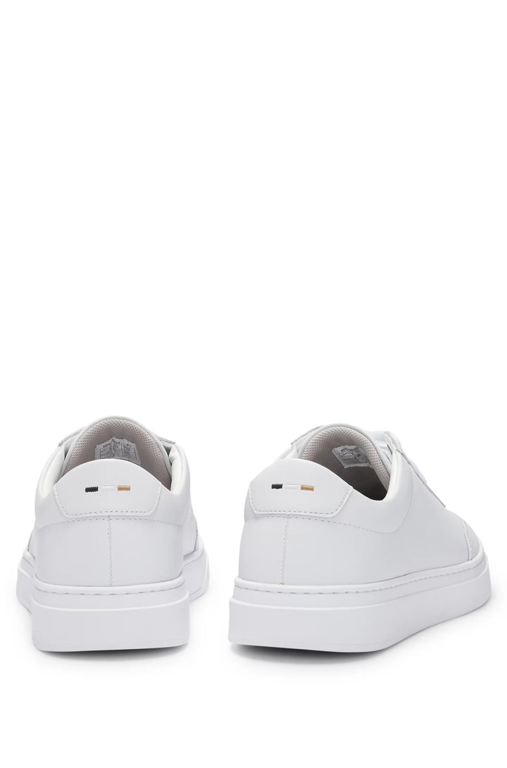 Boss Coated-leather trainers with gold-tone logo