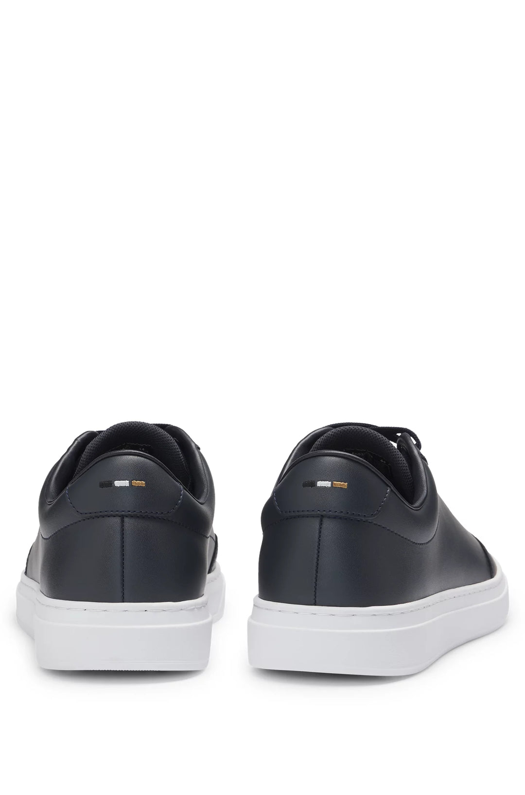 Boss Coated-leather trainers with gold-tone logo