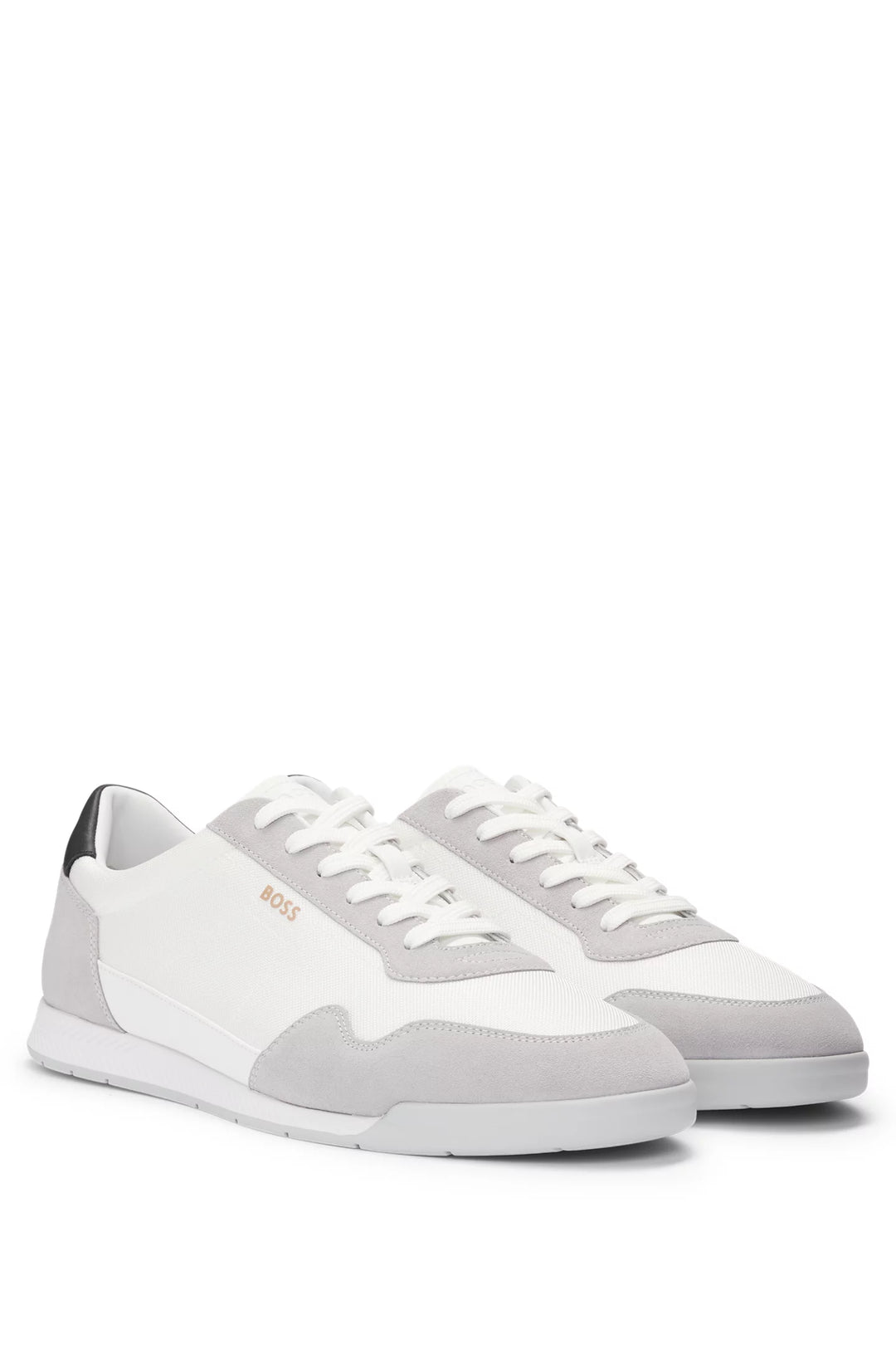 Boss Mixed-material lace-up trainers with suede trims
