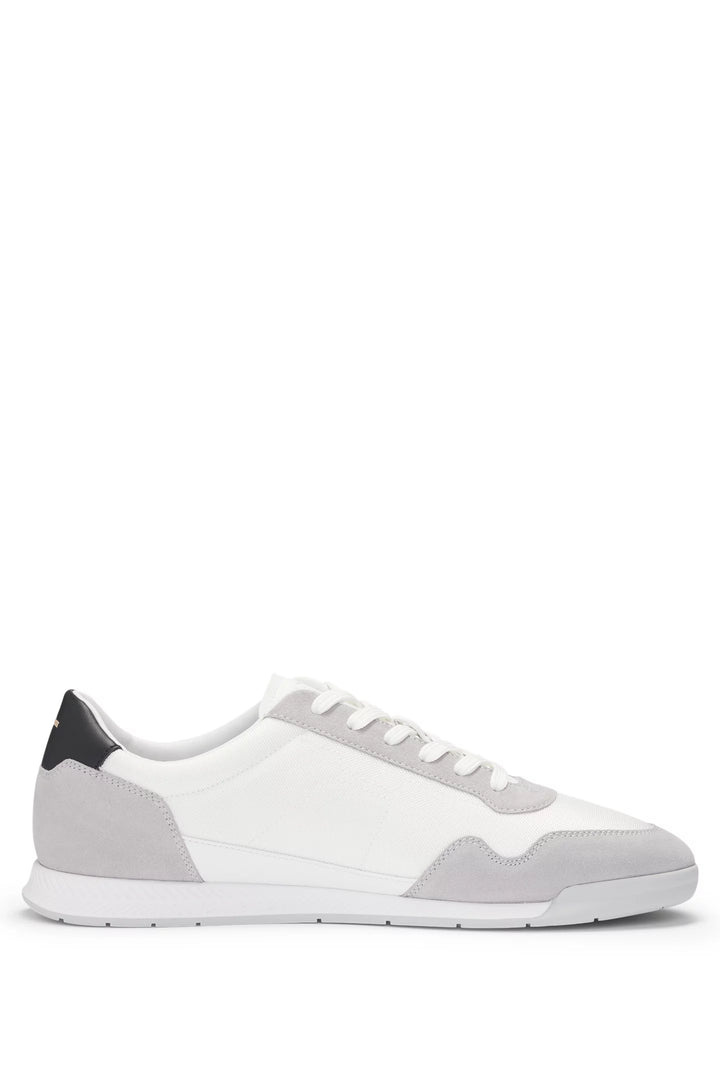 Boss Mixed-material lace-up trainers with suede trims