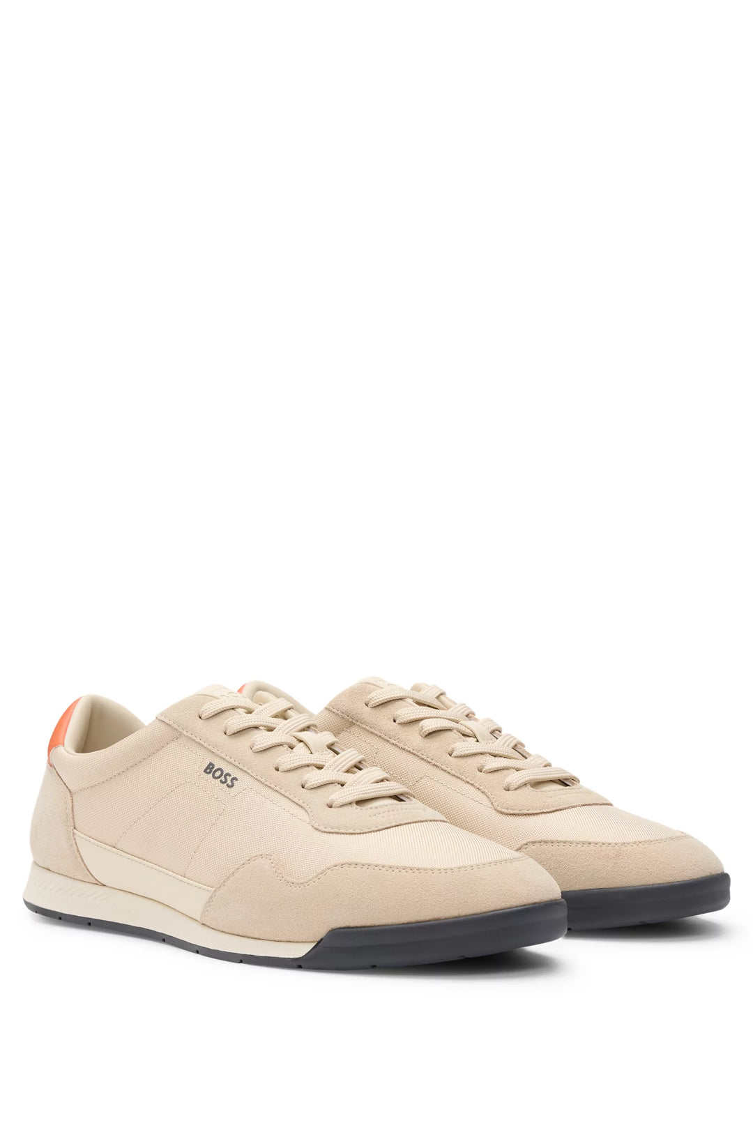 Boss Mixed-material lace-up trainers with suede trims