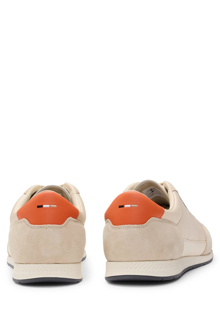 Boss Mixed-material lace-up trainers with suede trims
