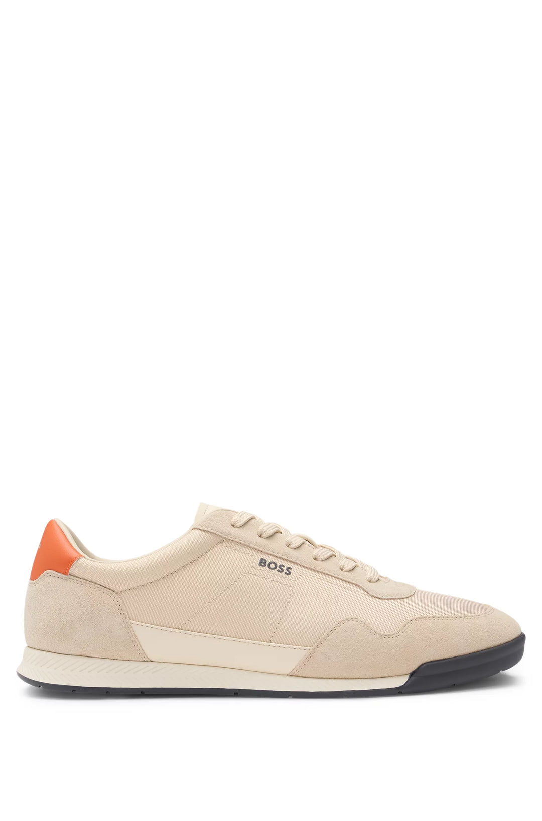 Boss Mixed-material lace-up trainers with suede trims