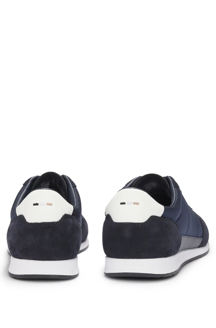 Boss Mixed-material lace-up trainers with suede trims