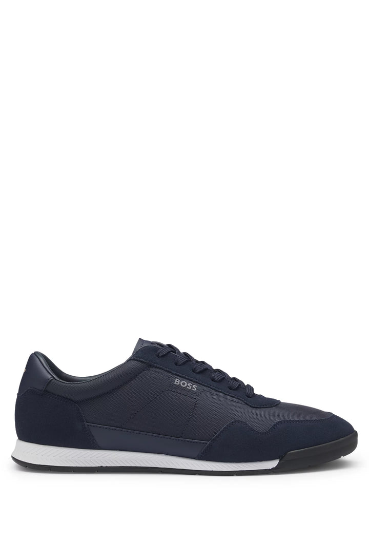 Boss Mixed-material lace-up trainers with suede trims