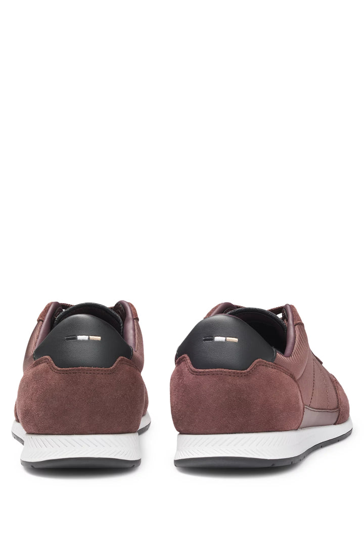 Boss Mixed-material lace-up trainers with suede trims