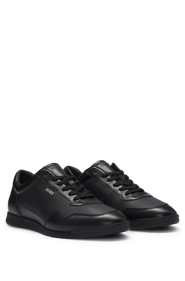Boss Faux-leather trainers with gold-tone branding