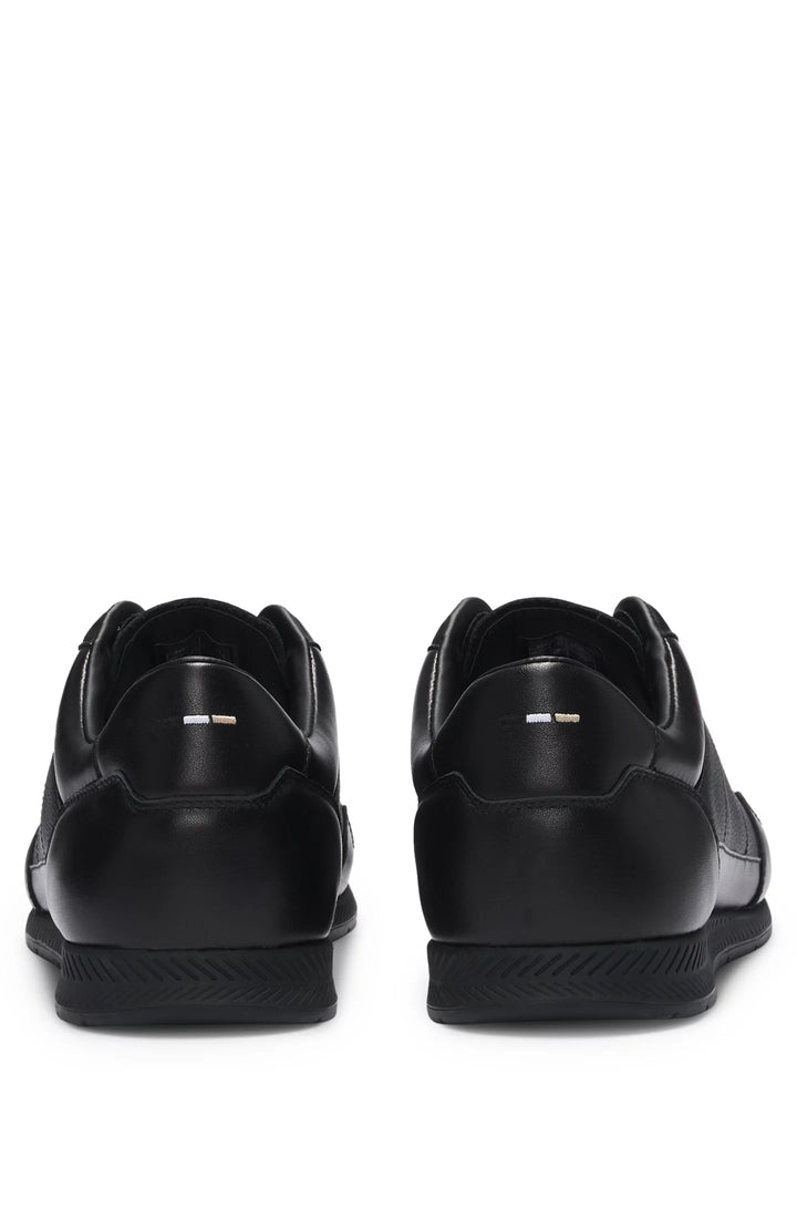 Boss Faux-leather trainers with gold-tone branding