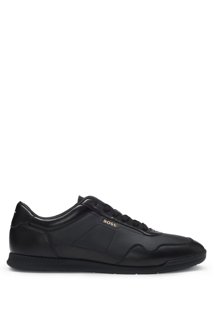 Boss Faux-leather trainers with gold-tone branding
