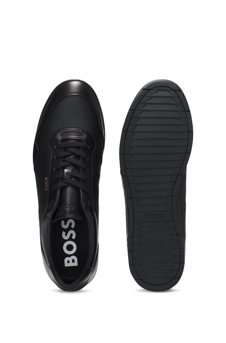 Boss Faux-leather trainers with gold-tone branding
