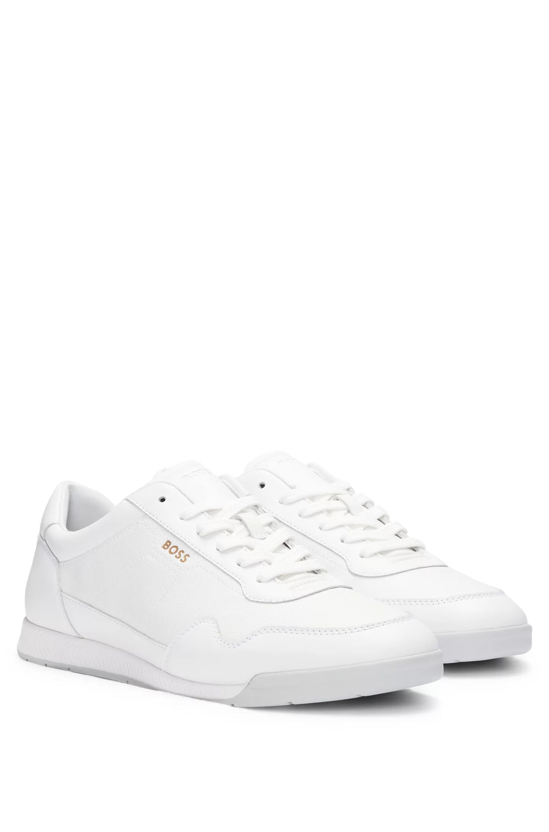Boss Faux-leather trainers with gold-tone branding