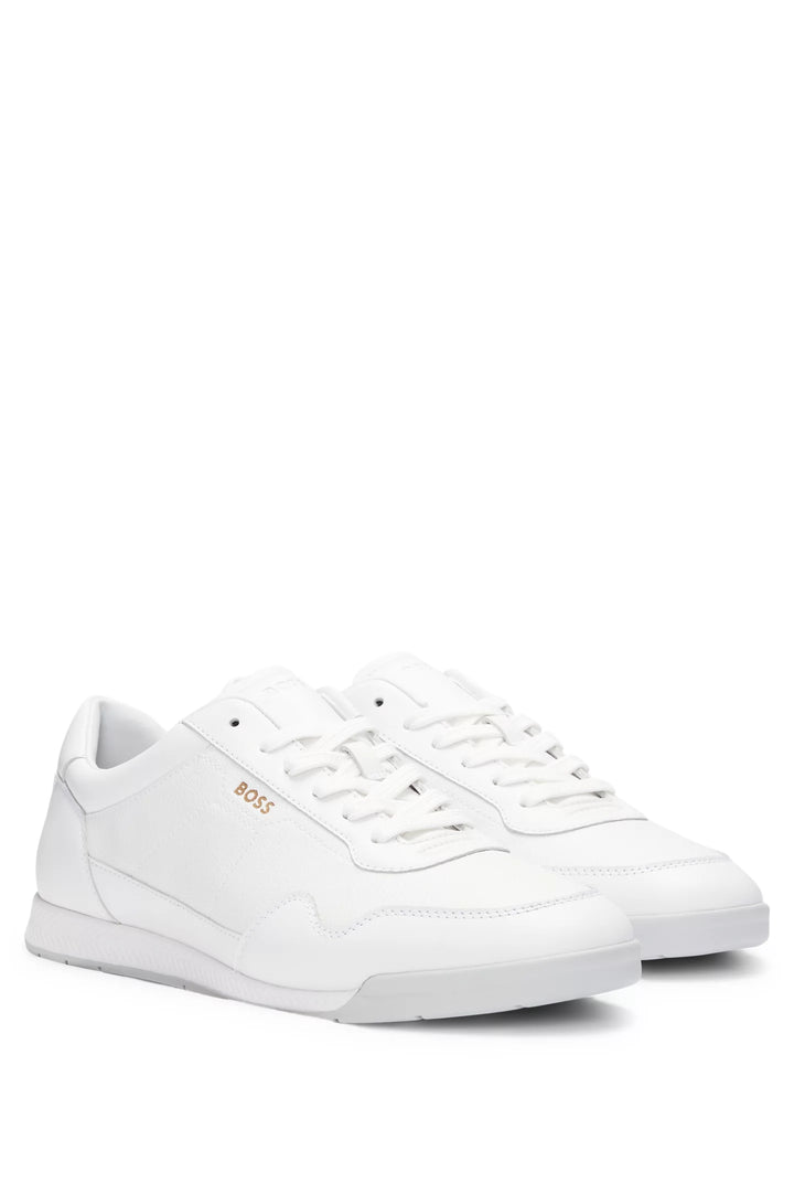 Boss Faux-leather trainers with gold-tone branding
