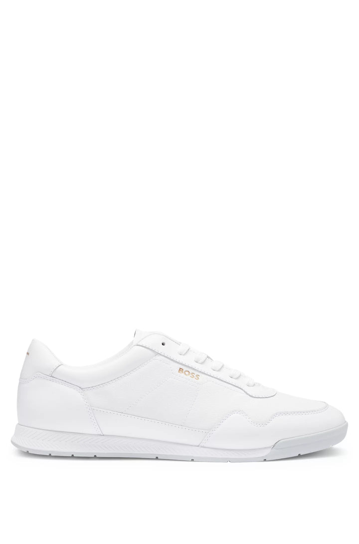 Boss Faux-leather trainers with gold-tone branding