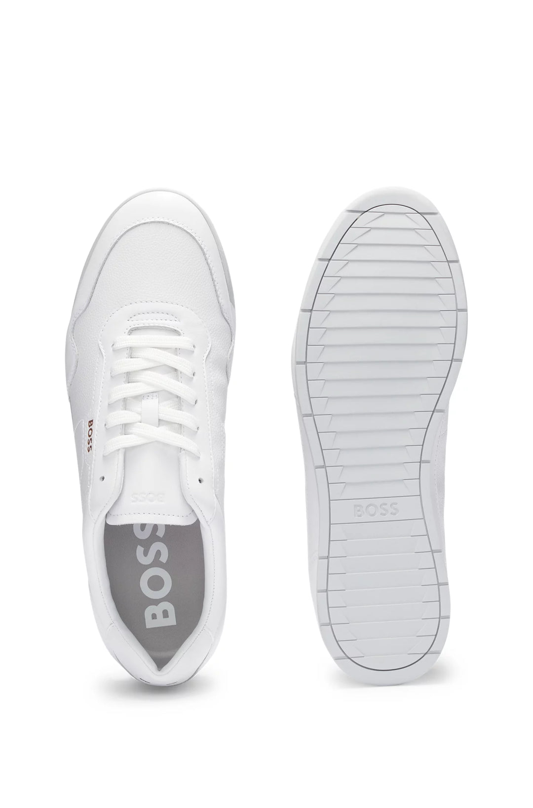 Boss Faux-leather trainers with gold-tone branding