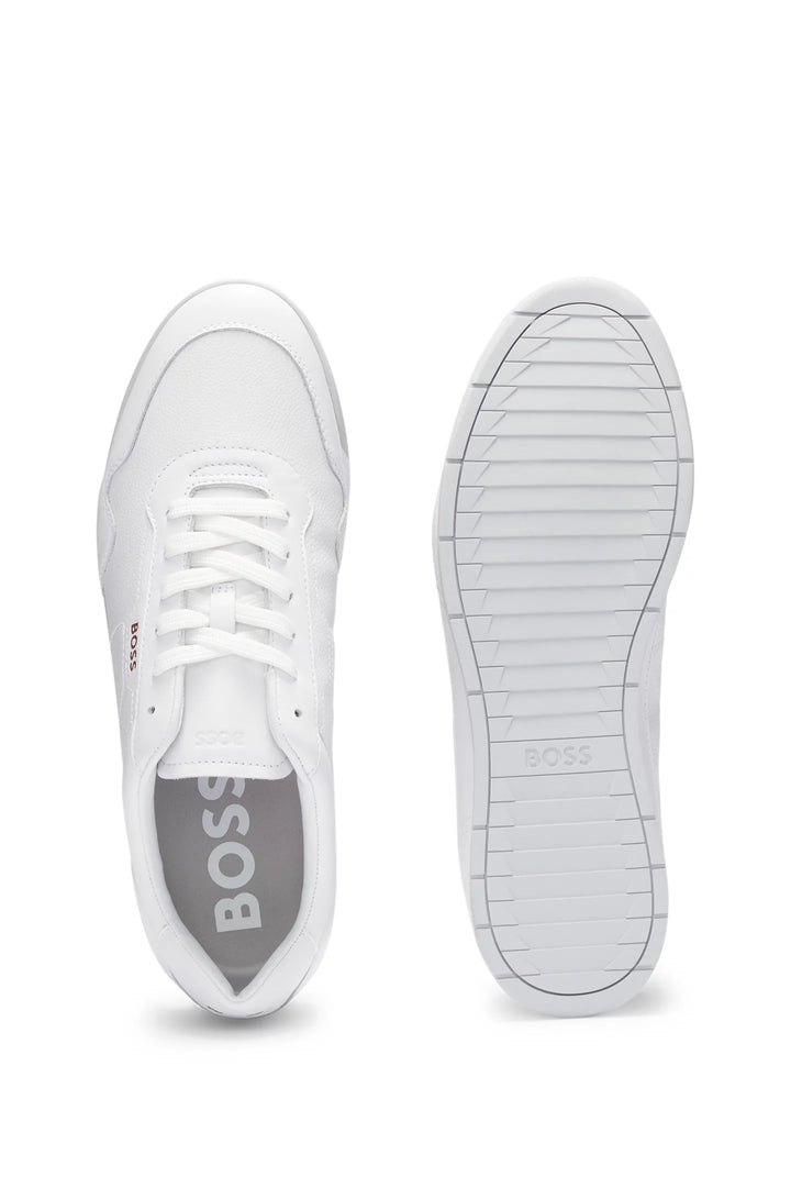 Boss Faux-leather trainers with gold-tone branding