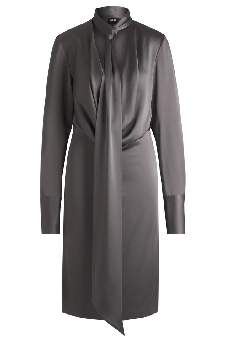 BOSS LONG-SLEEVED DRESS WITH SCARF NECKLINE