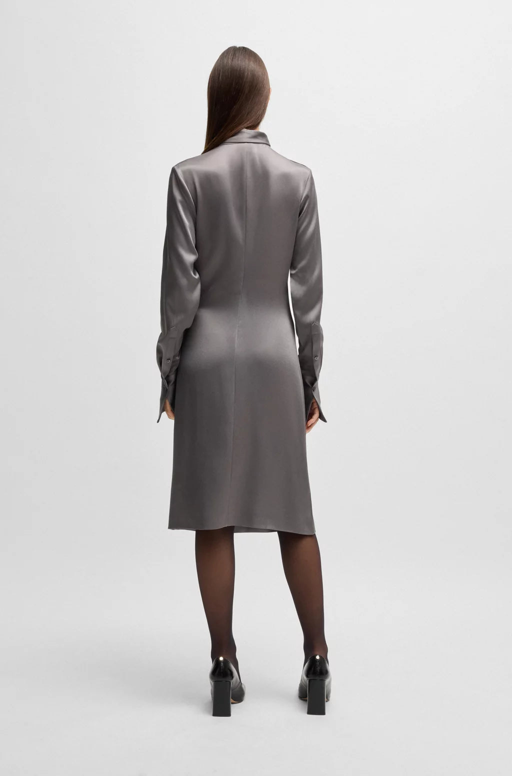 BOSS LONG-SLEEVED DRESS WITH SCARF NECKLINE
