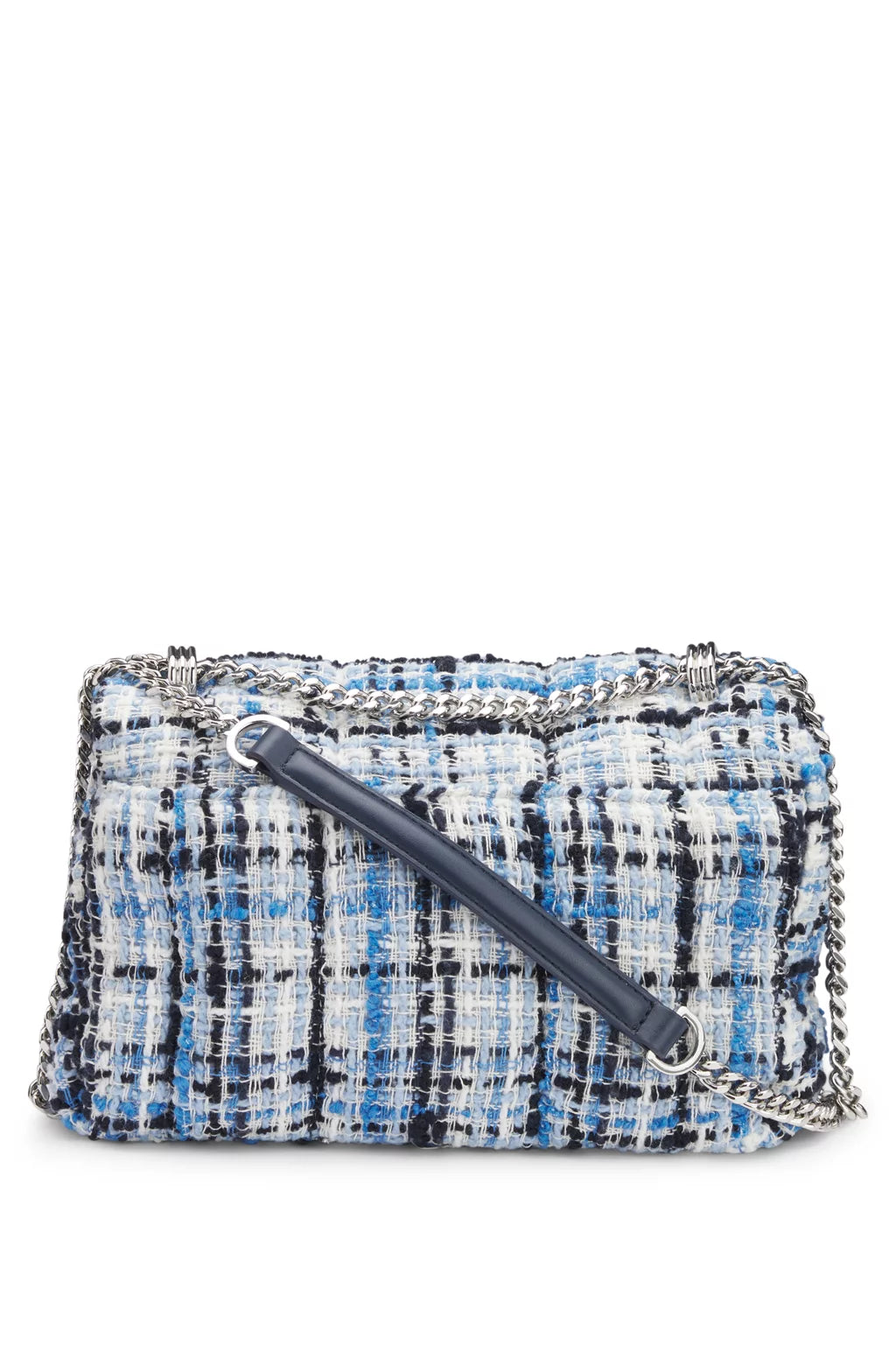 BOSS MULTICOLORED-TWEED SHOULDER BAG WITH DOUBLE B MONOGRAM
