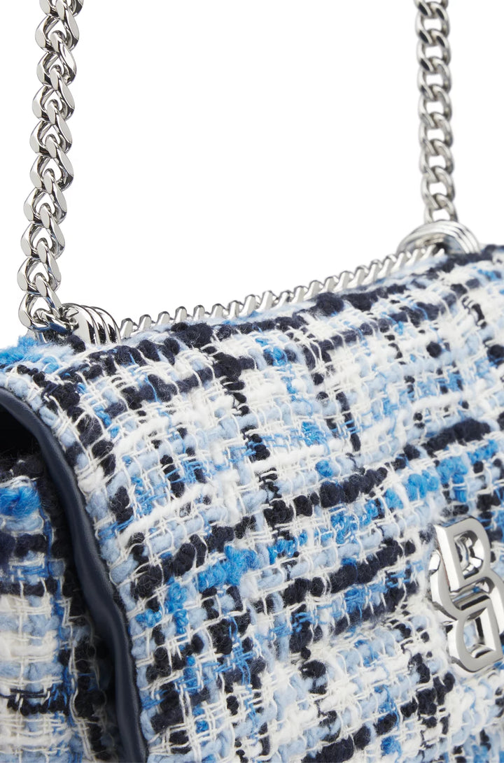 BOSS MULTICOLORED-TWEED SHOULDER BAG WITH DOUBLE B MONOGRAM