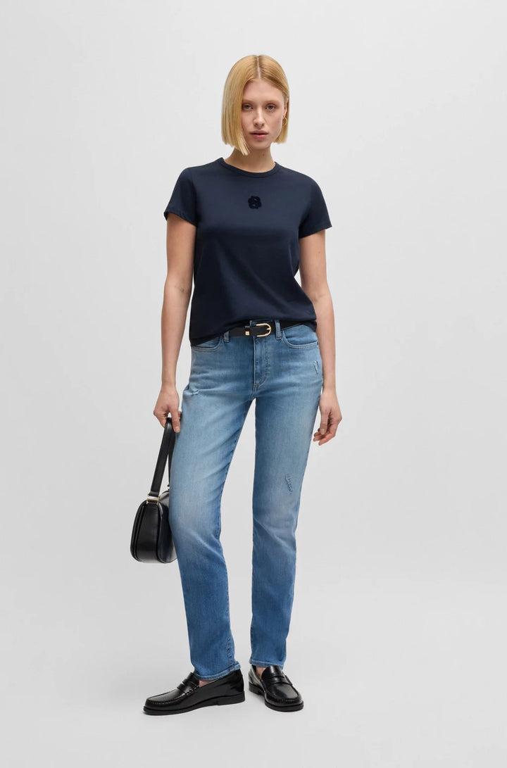 BOSS SLIM-FIT JEANS IN WASHED BLUE STRETCH DENIM