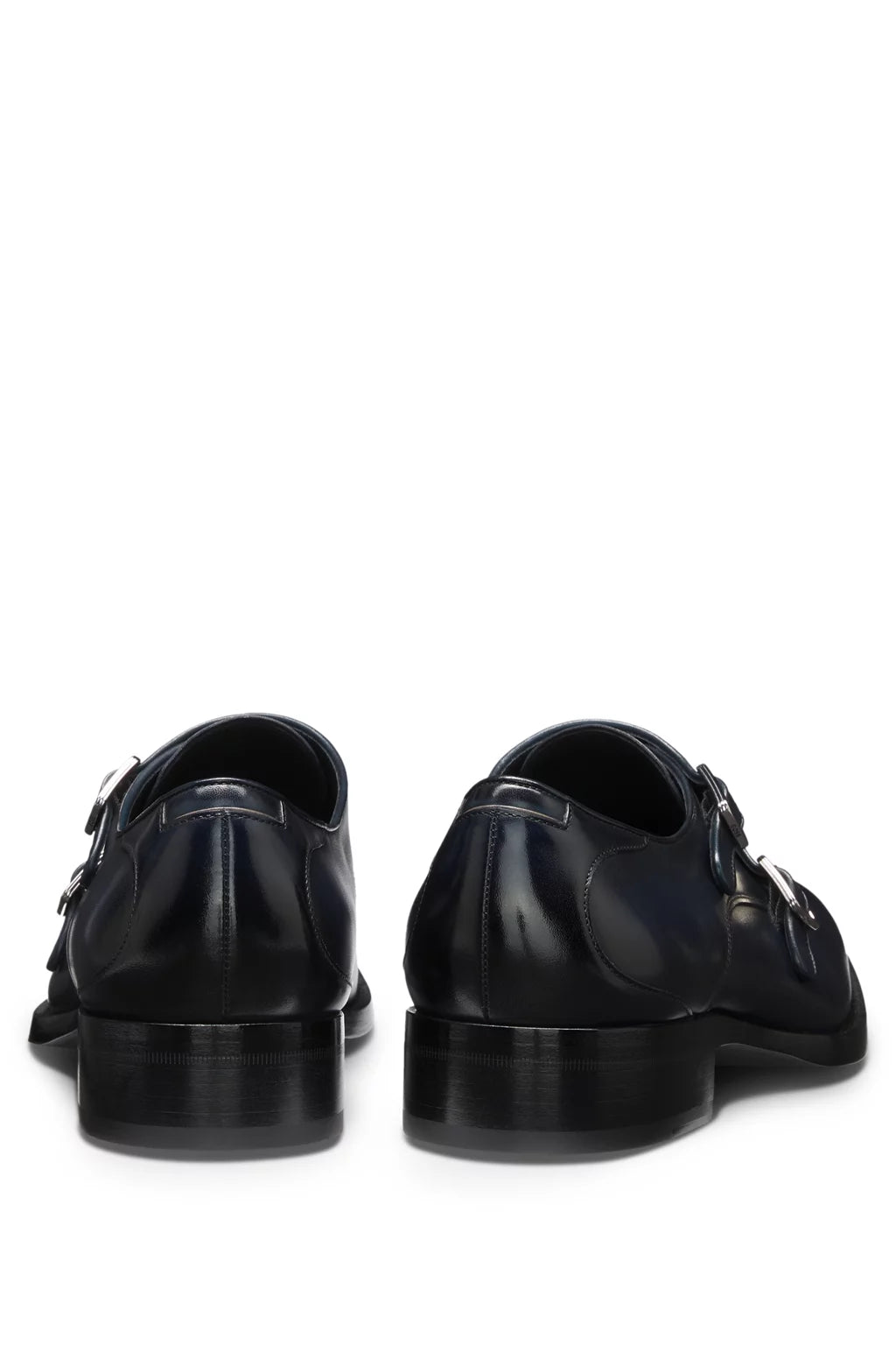 Boss Double-strap monk shoes in burnished leather