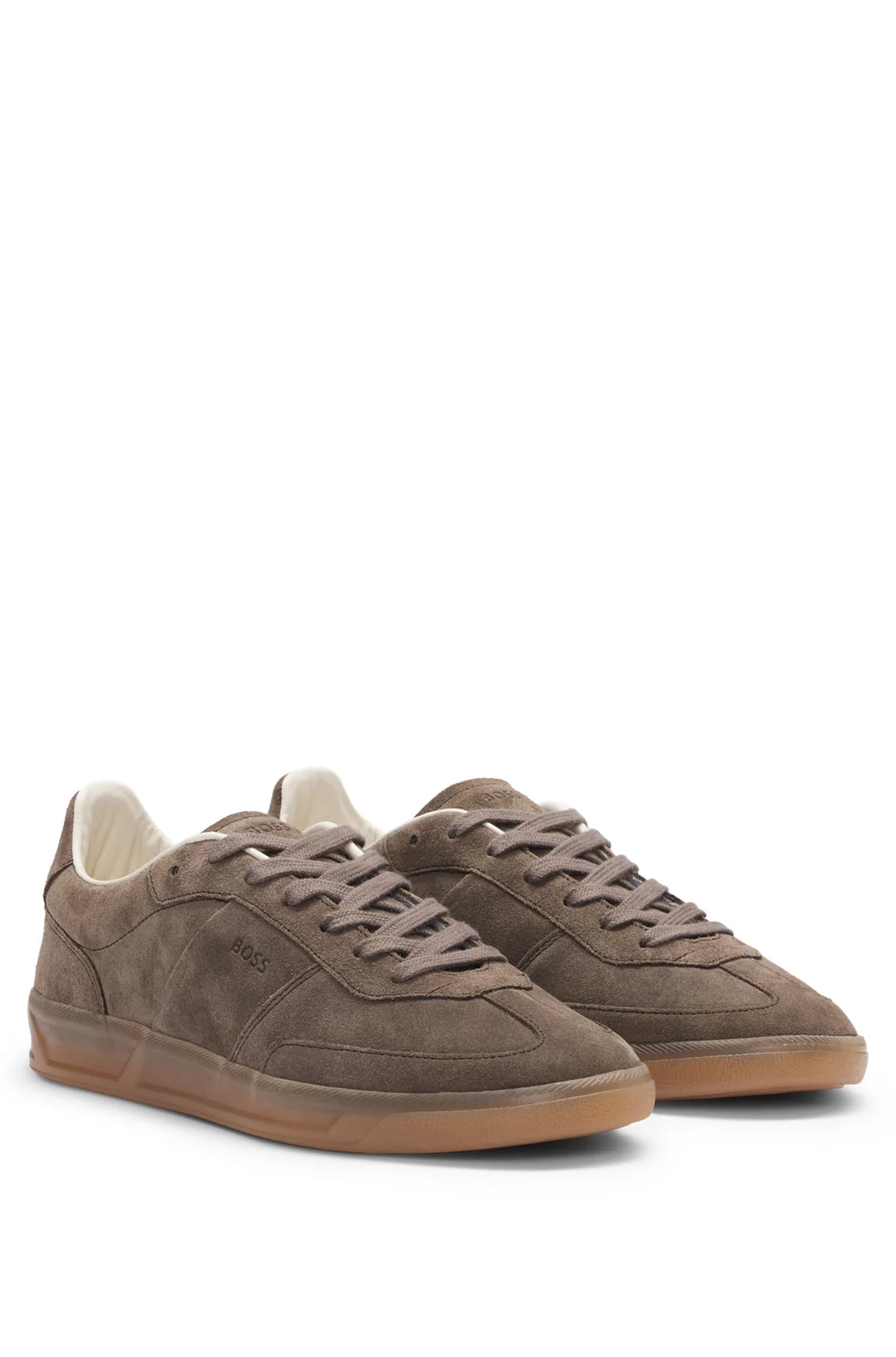 BOSS Suede lace-up trainers with logo detail