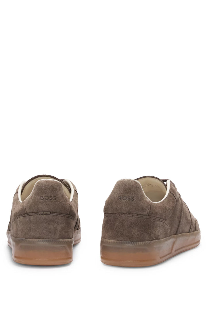 BOSS Suede lace-up trainers with logo detail