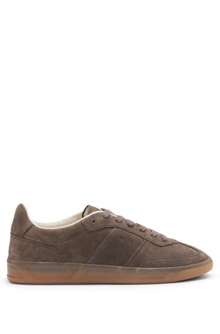 BOSS Suede lace-up trainers with logo detail