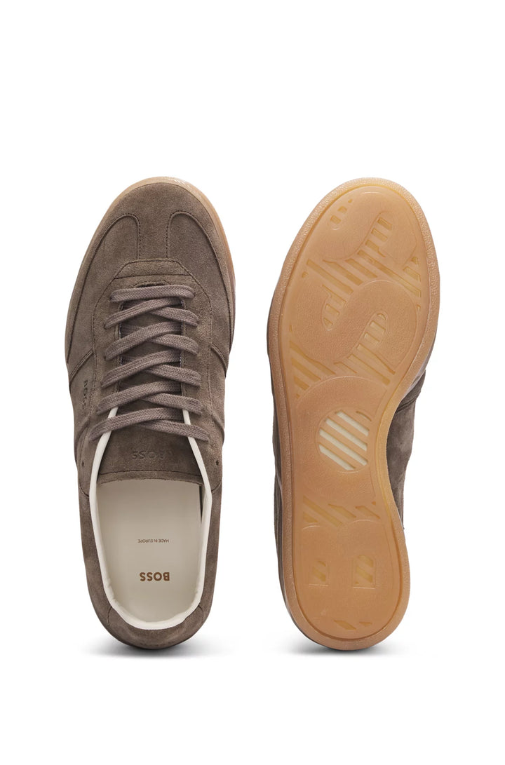 BOSS Suede lace-up trainers with logo detail