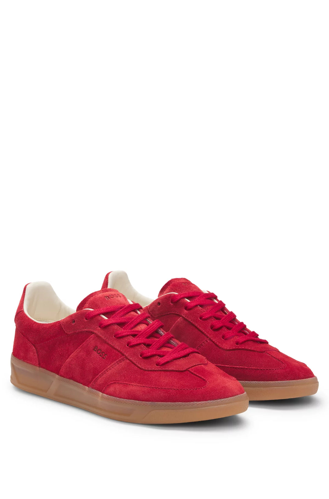 BOSS Suede lace-up trainers with logo detail