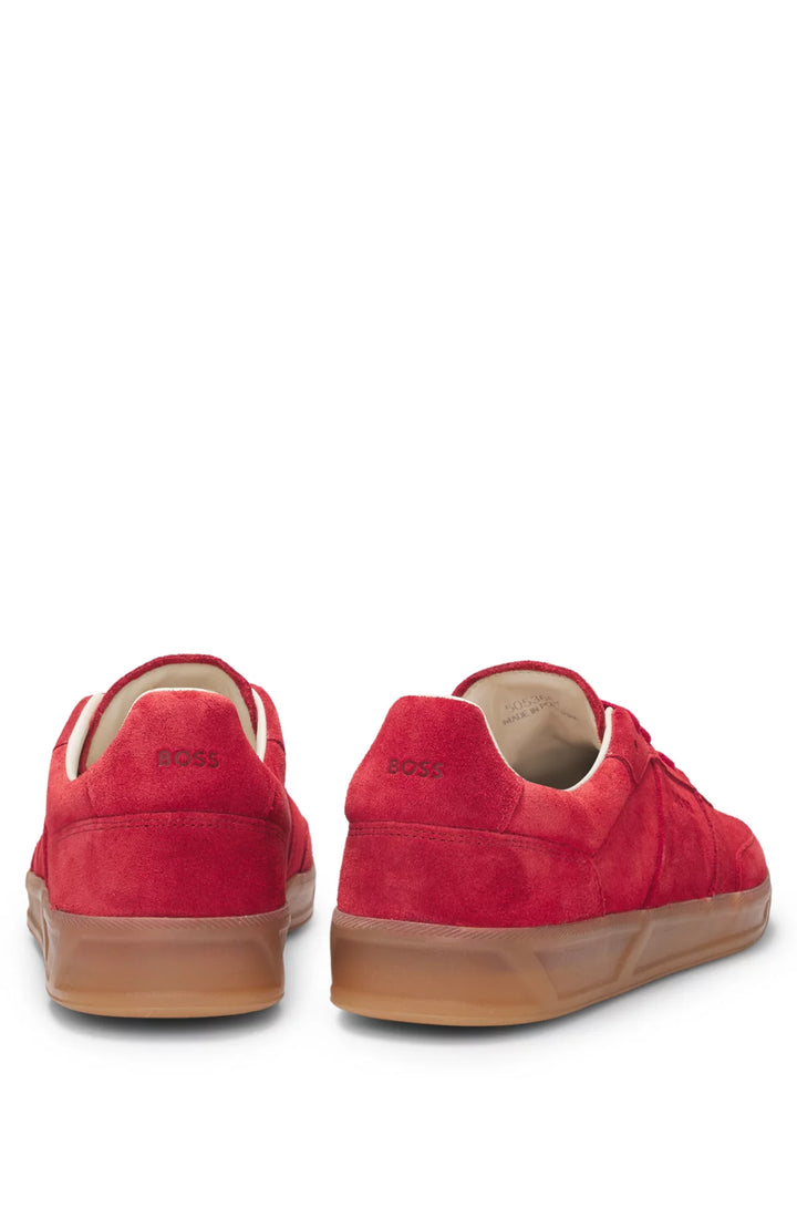 BOSS Suede lace-up trainers with logo detail